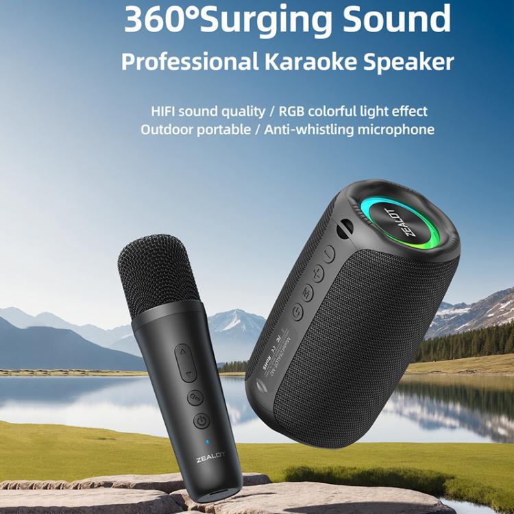 Zealot M2 8W Portable Outdoor RGB Bluetooth Speaker, Type:with 1pc Microphone(Black) - Desktop Speaker by ZEALOT | Online Shopping UK | buy2fix
