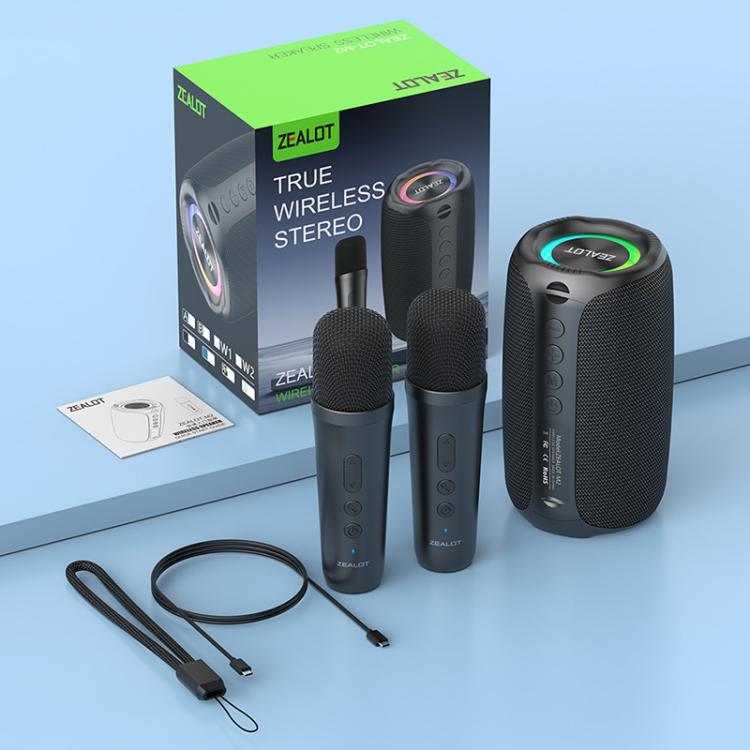 Zealot M2 8W Portable Outdoor RGB Bluetooth Speaker, Type:with 1pc Microphone(Black) - Desktop Speaker by ZEALOT | Online Shopping UK | buy2fix