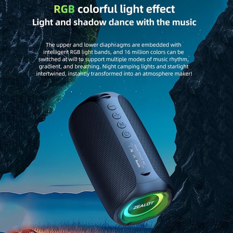 Zealot M2 8W Portable Outdoor RGB Bluetooth Speaker, Type:with 1pc Microphone(Black) - Desktop Speaker by ZEALOT | Online Shopping UK | buy2fix