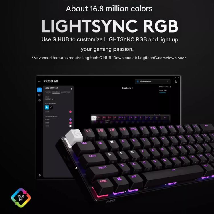 Logitech G PRO X 60 LIGHTSPEED Wireless Gaming Keyboard, GX-T Optical Switches(Pink) - Wireless Keyboard by Logitech | Online Shopping UK | buy2fix