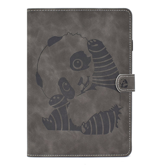 For iPad Air 2022 / 2020 10.9 Panda Embossing Pattern Horizontal Flip PU Leather Case with Holder & Card Slot & Anti-skid Strip(Grey) - iPad Air (2022) / (2020) 10.9 Cases by buy2fix | Online Shopping UK | buy2fix