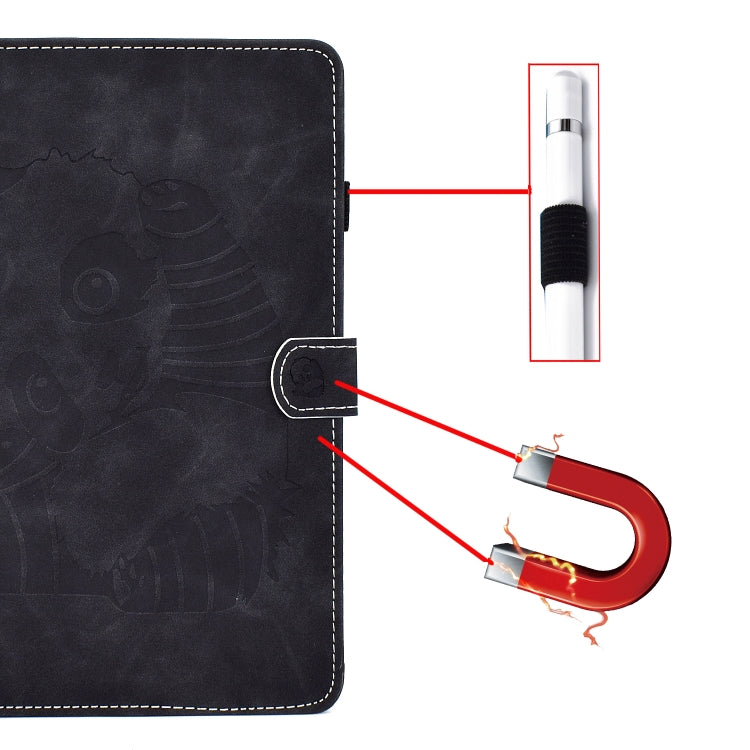 For iPad Air 2022 / 2020 10.9 Panda Embossing Pattern Horizontal Flip PU Leather Case with Holder & Card Slot & Anti-skid Strip(Black) - iPad Air (2022) / (2020) 10.9 Cases by buy2fix | Online Shopping UK | buy2fix