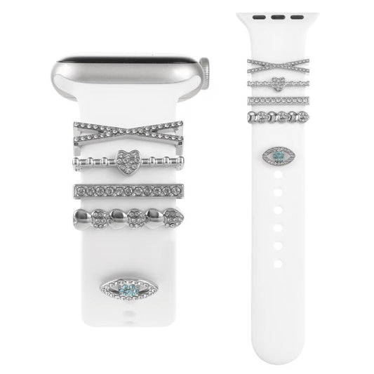 Smart Watch Band Decorative Ring Metal Accessories(Silver Heart Eyes) - Watch Decorations by buy2fix | Online Shopping UK | buy2fix