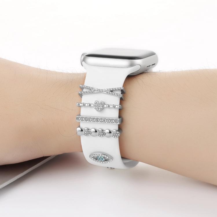 Smart Watch Band Decorative Ring Metal Accessories(Silver Heart Eyes) - Watch Decorations by buy2fix | Online Shopping UK | buy2fix