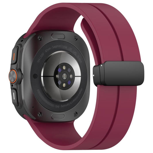 For Samsung Galaxy Watch Ultra / Ultra 2025 xDfind Flat Head Groove Folding Black Buckle Silicone Watch Band(Wine Red) - Watch Bands by xDfind | Online Shopping UK | buy2fix