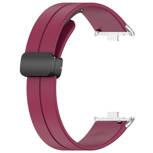 For Xiaomi Band 9 Pro/8 Pro/Redmi Watch 5/4 xDfind Flat Head Groove Folding Black Buckle Silicone Watch Band(Wine Red) - Watch Bands by xDfind | Online Shopping UK | buy2fix