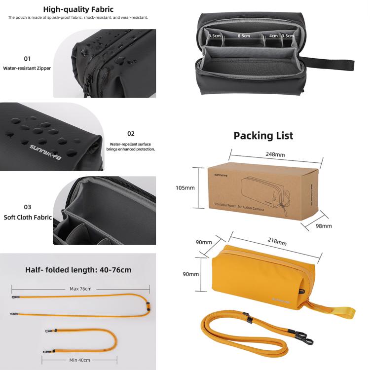 For DJI OSMO Pocket 3 Sunnylife Carrying Handbag Storage Shoulder Bag Combo Bags Mini Travel Daily Pouch(Black) - Case & Bags by Sunnylife | Online Shopping UK | buy2fix