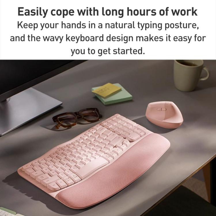 Logitech WAVE KEYS Wireless Ergonomic Keyboard(Pink) - Wireless Keyboard by Logitech | Online Shopping UK | buy2fix