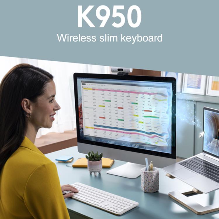Logitech K950 Slim Silent Wireless Bluetooth Keyboard(White) - Wireless Keyboard by Logitech | Online Shopping UK | buy2fix