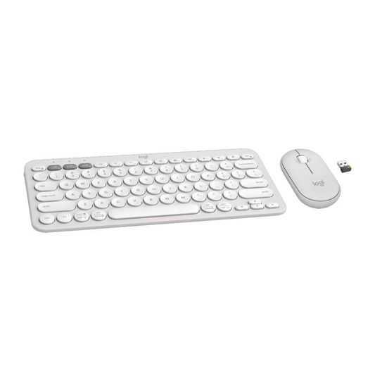 罗技 PEBBLE 2 COMBO Thin and Light Wireless Slim Bluetooth Keyboard and Mouse Set(White) - Wireless Keyboard by Logitech | Online Shopping UK | buy2fix