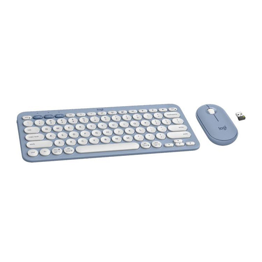 罗技 PEBBLE 2 COMBO Thin and Light Wireless Slim Bluetooth Keyboard and Mouse Set(Blue) - Wireless Keyboard by Logitech | Online Shopping UK | buy2fix