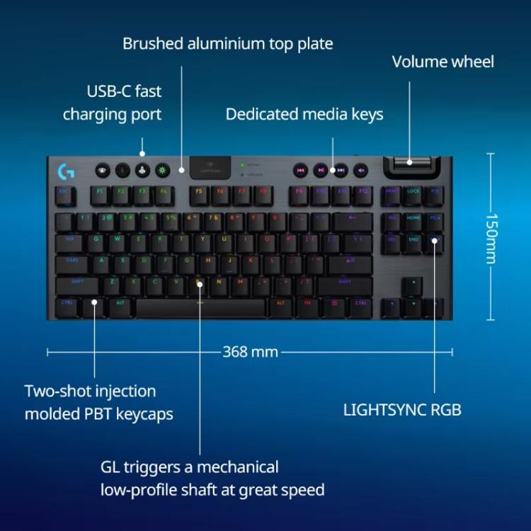 Logitech G915 X LIGHTSPEED TKL Low Profile Gaming Keyboard(Black Tactile) - Wireless Keyboard by Logitech | Online Shopping UK | buy2fix