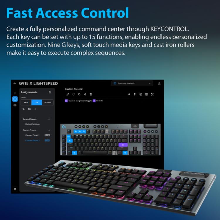 Logitech G915 X LIGHTSPEED Wireless Low Profile Gaming Keyboard(Black Linear) - Wireless Keyboard by Logitech | Online Shopping UK | buy2fix