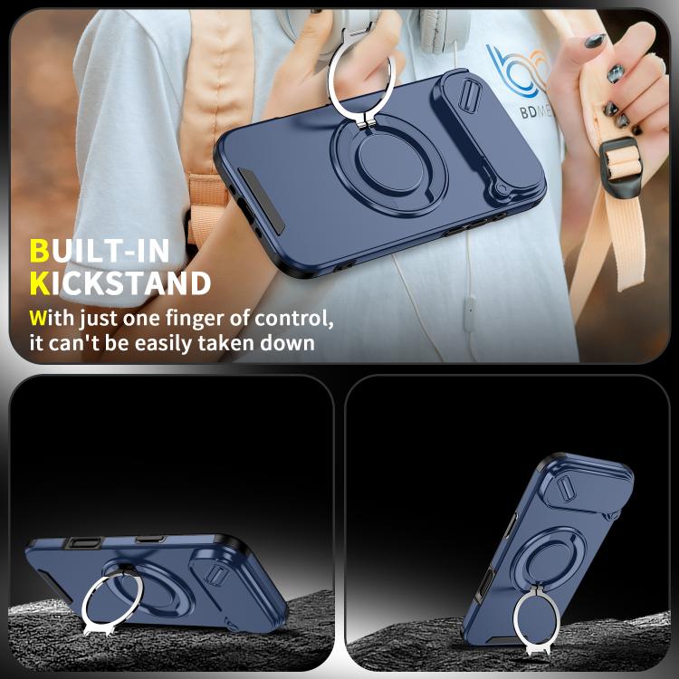 For iPhone Air Sliding Camshield Ring Holder Phone Case(Blue) - iPhone Air Cases by buy2fix | Online Shopping UK | buy2fix