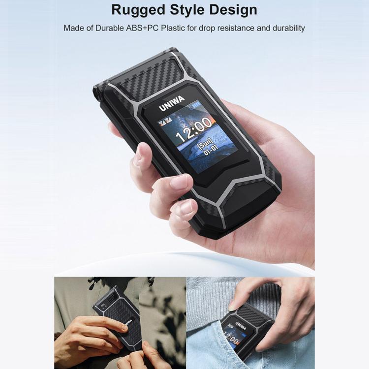 UNIWA X29 Keypad Flip Rugged Phone, 2.8 inch + 1.77 inch Double Screen, MT6261D, Network: 2G, Plug:EU Plug(Black Grey) - UNIWA by UNIWA | Online Shopping UK | buy2fix