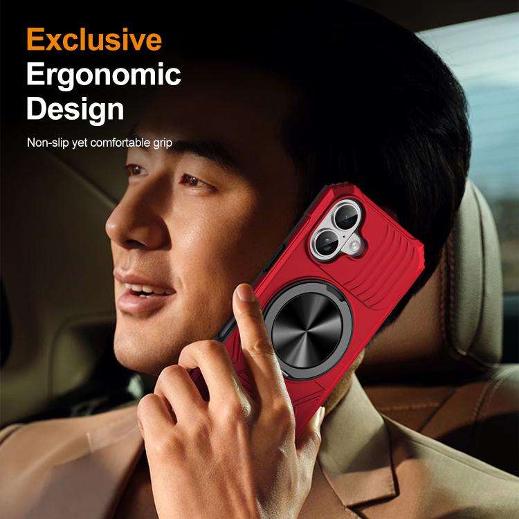 For iPhone 17 Alloy Rotating Holder MagSafe Shockproof Phone Case(Red) - iPhone 17 Cases by buy2fix | Online Shopping UK | buy2fix