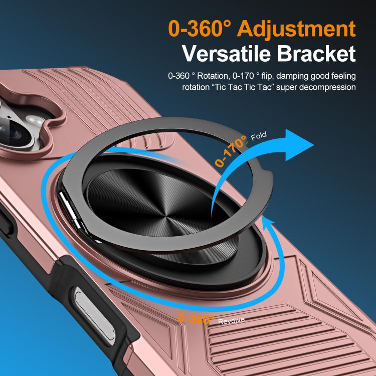 For iPhone 17 Alloy Rotating Holder MagSafe Shockproof Phone Case(Rose Gold) - iPhone 17 Cases by buy2fix | Online Shopping UK | buy2fix