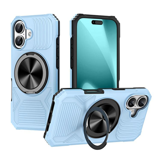 For iPhone 17 Alloy Rotating Holder MagSafe Shockproof Phone Case(Sky Blue) - iPhone 17 Cases by buy2fix | Online Shopping UK | buy2fix