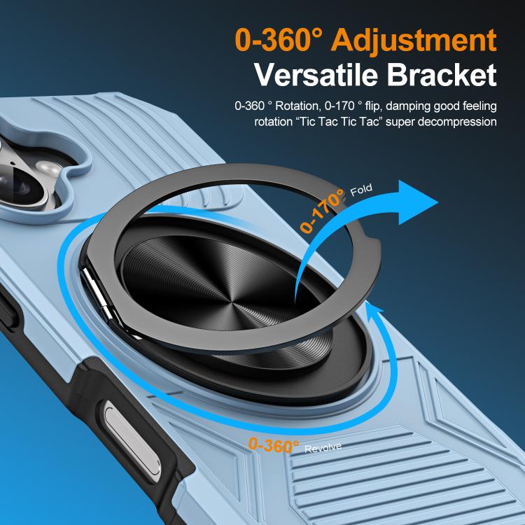 For iPhone 17 Alloy Rotating Holder MagSafe Shockproof Phone Case(Sky Blue) - iPhone 17 Cases by buy2fix | Online Shopping UK | buy2fix