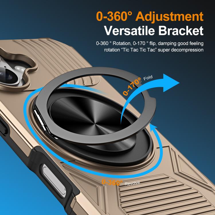 For iPhone 17 Alloy Rotating Holder MagSafe Shockproof Phone Case(Gold) - iPhone 17 Cases by buy2fix | Online Shopping UK | buy2fix