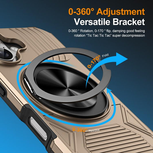 For iPhone 17 Alloy Rotating Holder MagSafe Shockproof Phone Case(Gold) - iPhone 17 Cases by buy2fix | Online Shopping UK | buy2fix