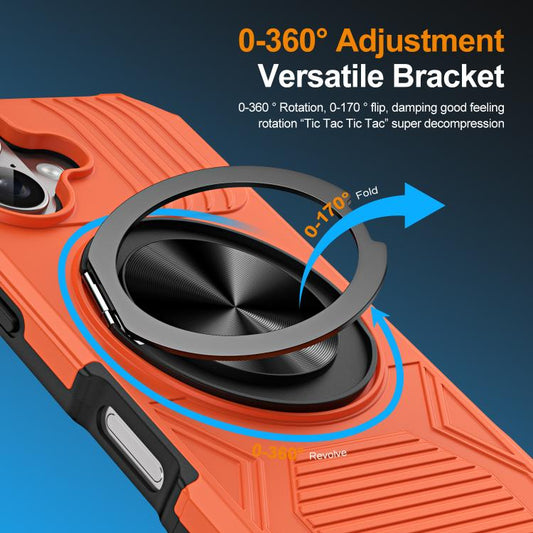 For iPhone 17 Alloy Rotating Holder MagSafe Shockproof Phone Case(Orange) - iPhone 17 Cases by buy2fix | Online Shopping UK | buy2fix