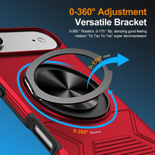 For iPhone Air Alloy Rotating Holder MagSafe Shockproof Phone Case(Red) - iPhone Air Cases by buy2fix | Online Shopping UK | buy2fix