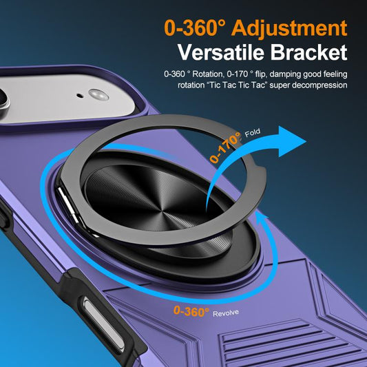 For iPhone Air Alloy Rotating Holder MagSafe Shockproof Phone Case(Violet) - iPhone Air Cases by buy2fix | Online Shopping UK | buy2fix