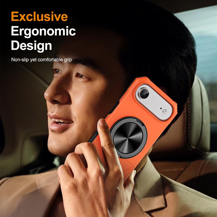 For iPhone Air Alloy Rotating Holder MagSafe Shockproof Phone Case(Orange) - iPhone Air Cases by buy2fix | Online Shopping UK | buy2fix