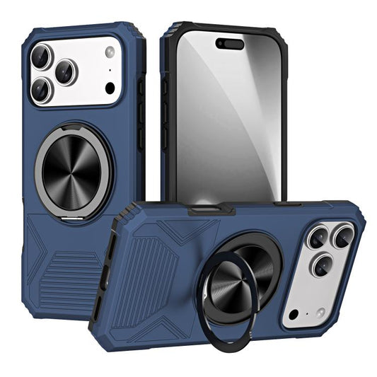 For iPhone 17 Pro Max Alloy Rotating Holder MagSafe Shockproof Phone Case(Blue) - iPhone 17 Pro Max Cases by buy2fix | Online Shopping UK | buy2fix