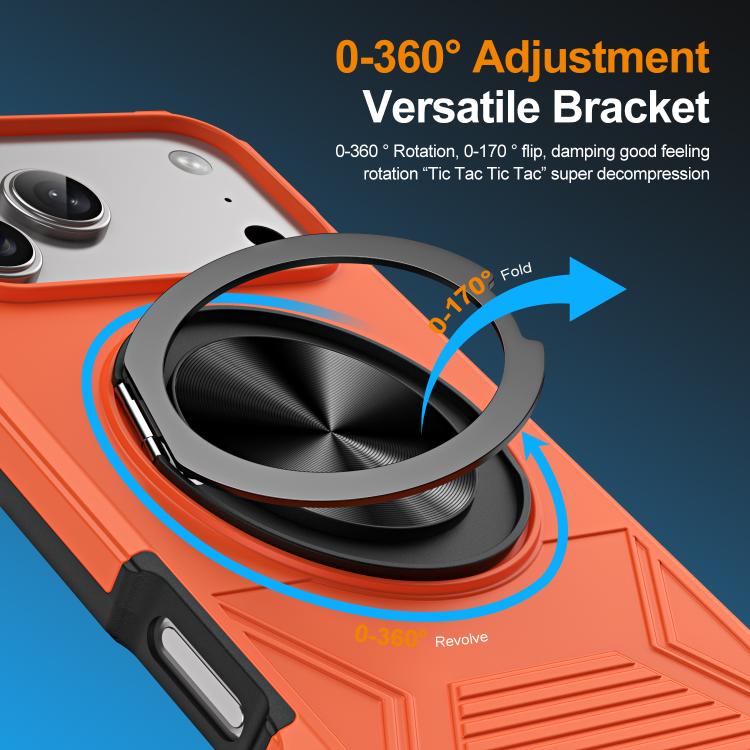For iPhone 17 Pro Max Alloy Rotating Holder MagSafe Shockproof Phone Case(Orange) - iPhone 17 Pro Max Cases by buy2fix | Online Shopping UK | buy2fix