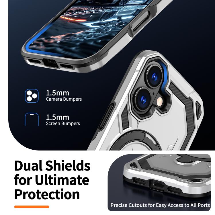 For iPhone 17 Cooling MagSafe Holder Phone Case(Grey) - iPhone 17 Cases by buy2fix | Online Shopping UK | buy2fix