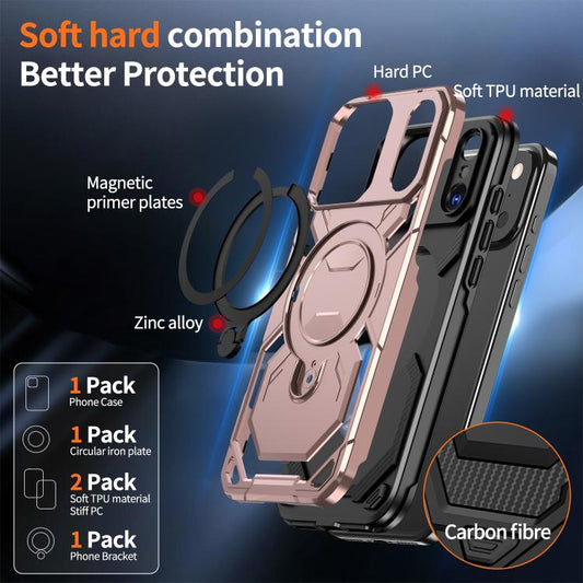 For iPhone 17 Pro Cooling MagSafe Holder Phone Case(Rose Gold) - iPhone 17 Pro Cases by buy2fix | Online Shopping UK | buy2fix