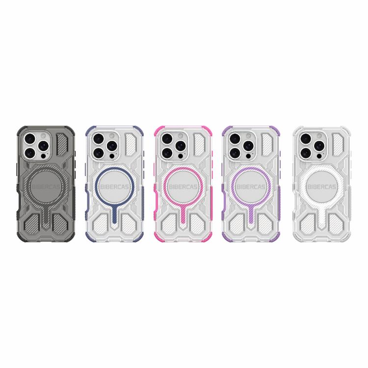 For iPhone 16 Pro BIBERCAS Transparent Color Series MagSafe Air Bag Shockproof Phone Case(Purple) - iPhone 16 Pro Cases by BIBERCAS | Online Shopping UK | buy2fix
