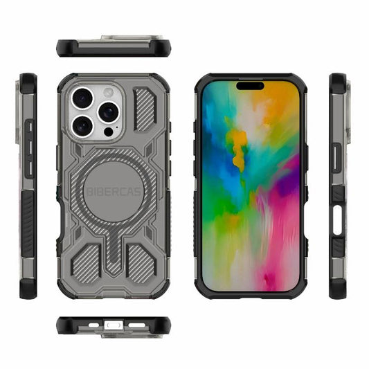 For iPhone 16 Pro BIBERCAS Transparent Color Series MagSafe Air Bag Shockproof Phone Case(Black) - iPhone 16 Pro Cases by BIBERCAS | Online Shopping UK | buy2fix