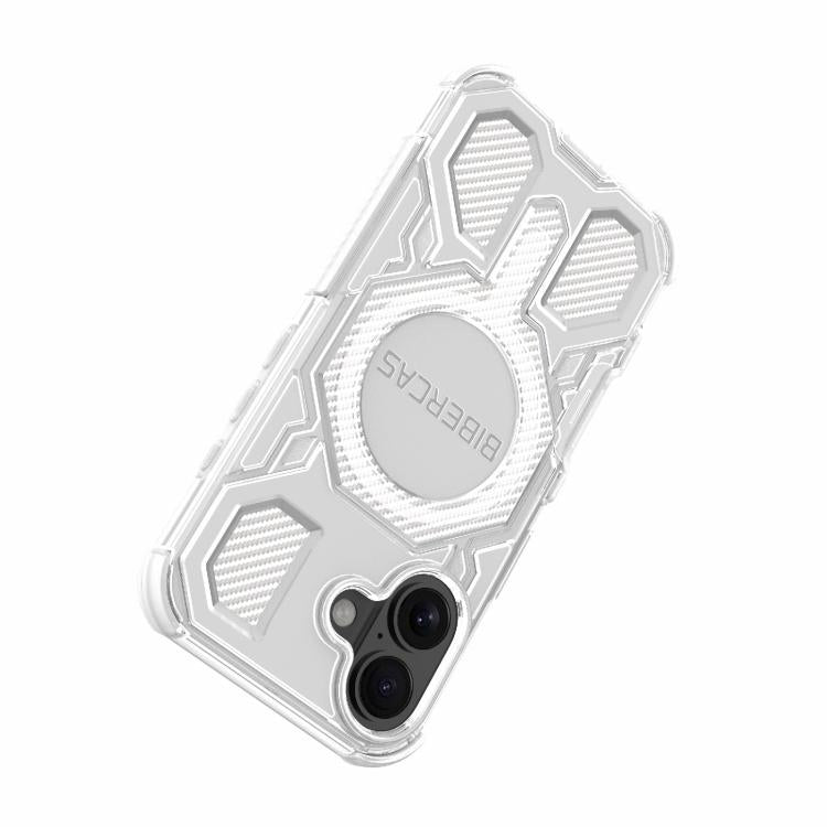 For iPhone 16 BIBERCAS Transparent Color Series MagSafe Air Bag Shockproof Phone Case(Blue) - iPhone 16 Cases by BIBERCAS | Online Shopping UK | buy2fix