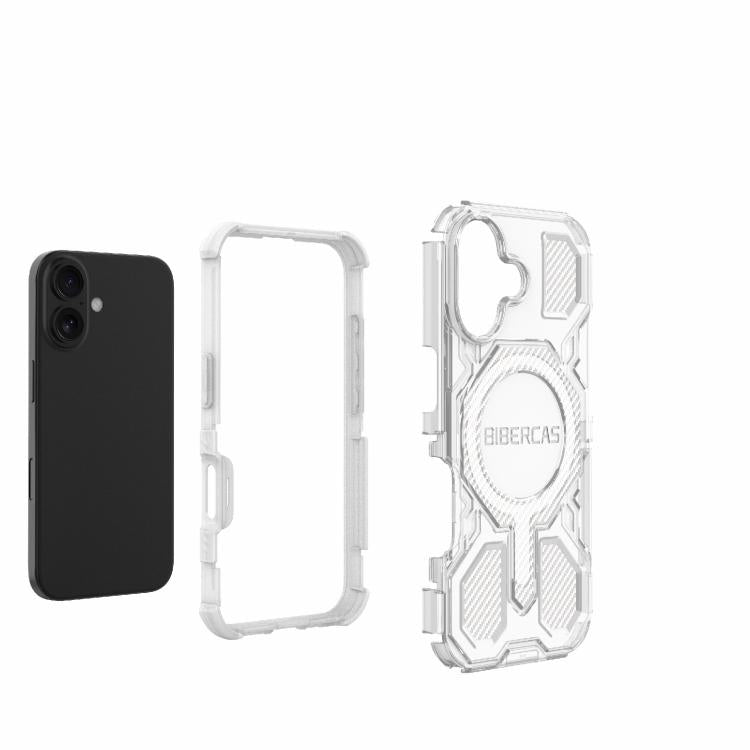 For iPhone 16 BIBERCAS Transparent Color Series MagSafe Air Bag Shockproof Phone Case(Blue) - iPhone 16 Cases by BIBERCAS | Online Shopping UK | buy2fix