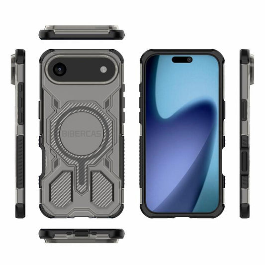 For iPhone Air BIBERCAS Transparent Color Series MagSafe Air Bag Shockproof Phone Case(Black) - iPhone Air Cases by BIBERCAS | Online Shopping UK | buy2fix
