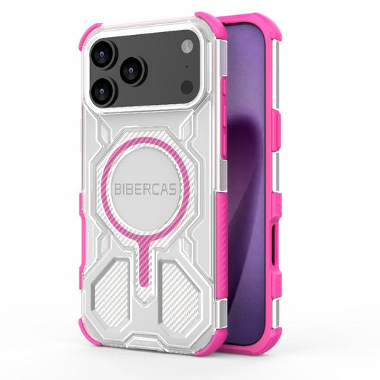 For iPhone 17 Pro Max BIBERCAS Transparent Color Series MagSafe Air Bag Shockproof Phone Case(Pink) - iPhone 17 Pro Max Cases by BIBERCAS | Online Shopping UK | buy2fix