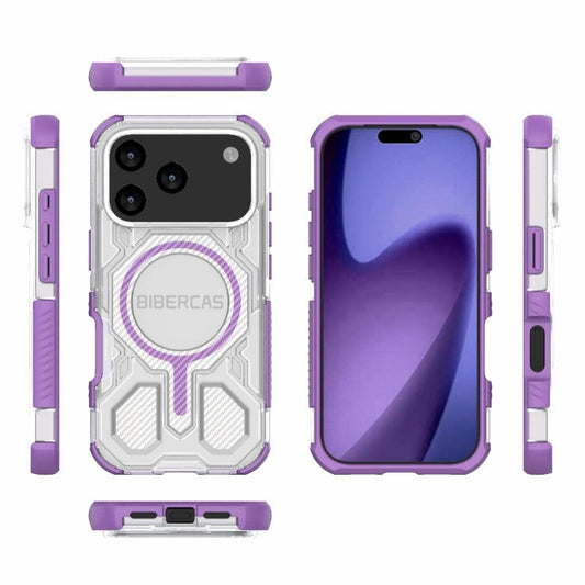 For iPhone 17 Pro BIBERCAS Transparent Color Series MagSafe Air Bag Shockproof Phone Case(Purple) - iPhone 17 Pro Cases by BIBERCAS | Online Shopping UK | buy2fix