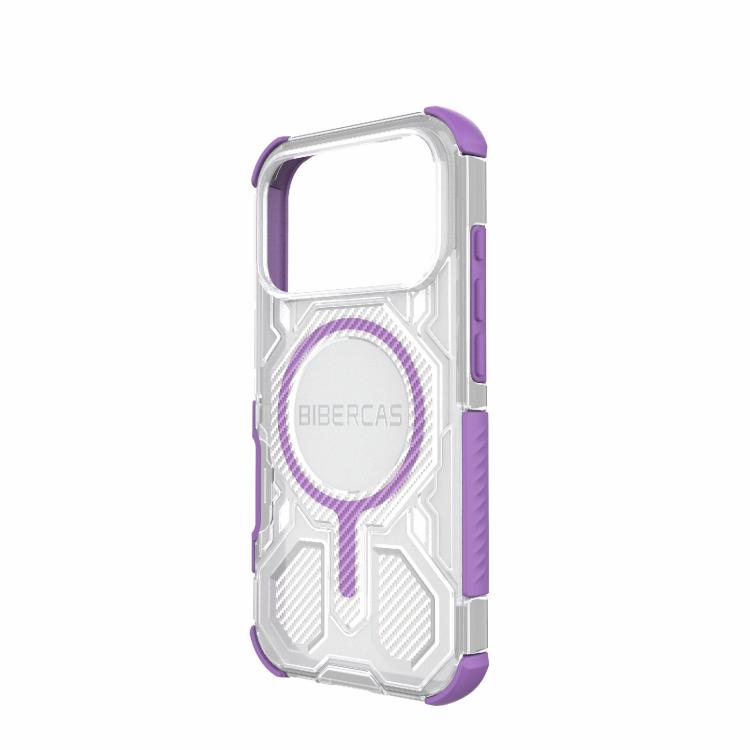 For iPhone 17 Pro BIBERCAS Transparent Color Series MagSafe Air Bag Shockproof Phone Case(Purple) - iPhone 17 Pro Cases by BIBERCAS | Online Shopping UK | buy2fix