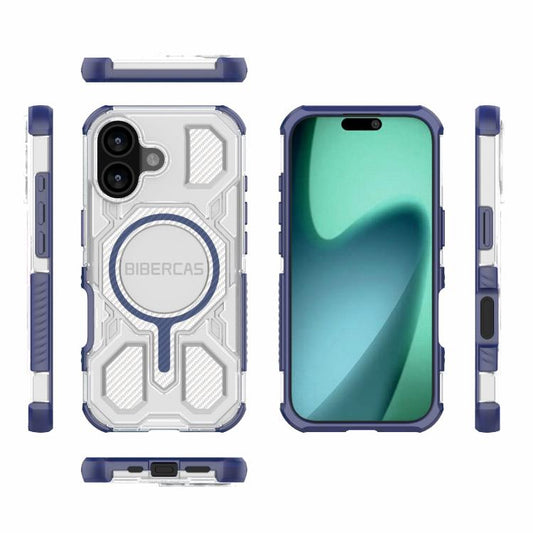 For iPhone 17 BIBERCAS Transparent Color Series MagSafe Air Bag Shockproof Phone Case(Blue) - iPhone 17 Cases by BIBERCAS | Online Shopping UK | buy2fix