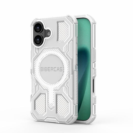 For iPhone 17 BIBERCAS Transparent Color Series MagSafe Air Bag Shockproof Phone Case(White) - iPhone 17 Cases by BIBERCAS | Online Shopping UK | buy2fix