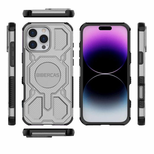 For iPhone 16 Pro Max BIBERCAS Real Color Series MagSafe Shockproof Phone Case(Gray) - iPhone 16 Pro Max Cases by BIBERCAS | Online Shopping UK | buy2fix