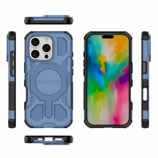 For iPhone 16 Pro BIBERCAS Real Color Series MagSafe Shockproof Phone Case(Blue) - iPhone 16 Pro Cases by BIBERCAS | Online Shopping UK | buy2fix