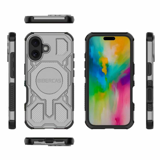 For iPhone 16 BIBERCAS Real Color Series MagSafe Shockproof Phone Case(Gray) - iPhone 16 Cases by BIBERCAS | Online Shopping UK | buy2fix