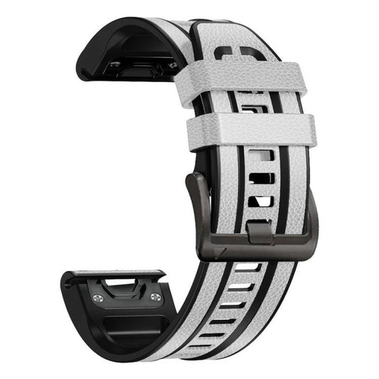 For Garmin 26mm xDfind Leather Skin Silicone Quick Release Watch Band(White) - Watch Bands by xDfind | Online Shopping UK | buy2fix