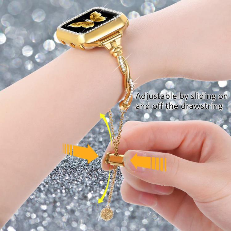 For Apple Watch 38 / 40 / 41 / S10 42mm xDfind Twist Bracelet Diamond Metal Watch Band(Gold) - Watch Bands by xDfind | Online Shopping UK | buy2fix