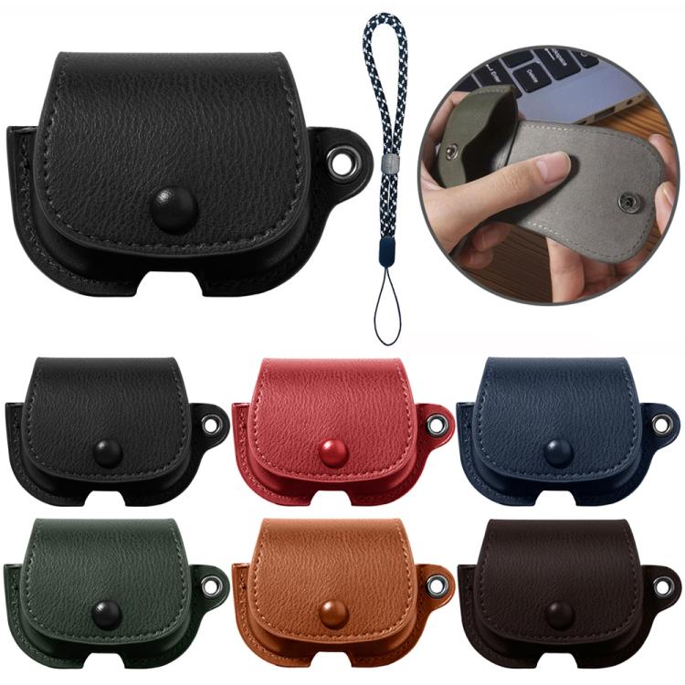 For AirPods Pro 3 Backpack Style PU Leather Earphone Protective Case with Lanyard(Black) - For AirPods Pro 3 by buy2fix | Online Shopping UK | buy2fix