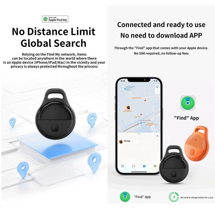 JHX05 iOS Mini GPS Global Smart Location Tracker Anti-lost Device(Orange) - Personal Tracker by buy2fix | Online Shopping UK | buy2fix